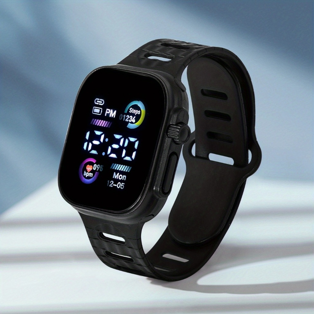 Electronic Digital Watch 30m Waterproof Large Square Dial Luminous Wrist Watch